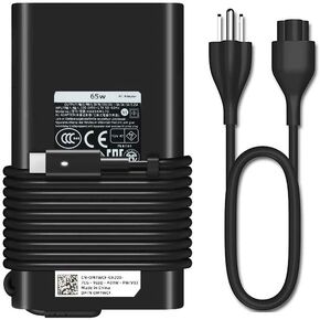 Slim 65W USB Type C AC Charger for Dell LA65NM170, 2YKOF, 02YKOF, Dell XPS 12 9250, Dell Latitude 12 7275, Dell Latitude 3380 3390 7368 7370 7389 7390 2-in-1 E7370 Laptop Cord