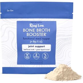 King Lou Pets - Bone Broth Powder Booster Holistic Defense - Beef Bone Broth and Turkey Tail Mushroom - Beef Bone Broth for Dogs and Cats - Dog Bone Broth for Healthy Skin, Joints and Vitality