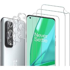 [3+3 Pack] OnePlus 9 Pro Soft TPU Screen Protector + 3D Tempered Glass Camera Lens Protector, Screen Cover with Installation Kit Fingerprint Unlocked Accessories for Oneplus 9 Pro