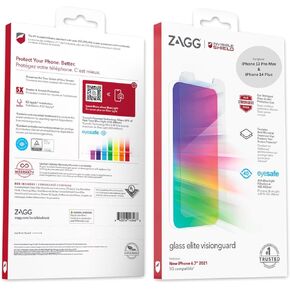 ZAGG InvisibleShield Glass Elite VisionGuard Screen Protector for iPhone 13 Pro Max and iPhone 14 Plus, 5X Stronger Scratch Protection, Blue-Light Filter, Anti-Fingerprint, Easy Install, Clear