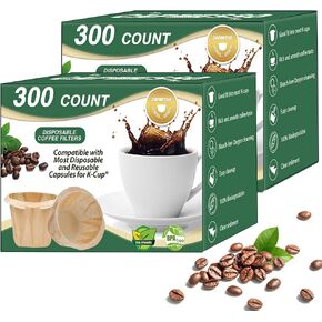 CAPMESSO Disposable Coffee Paper Filters Replacement Kerig Filter Compatible with Reusable Single Serve Pods Keurg Coffee Maker- 600 Count (Natural)