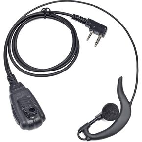 UAYESOK G Shape Walkie Talkie Earpiece with Big PTT Mic 2 pin K-Type Earhook Headset for Baofeng Kenwood Retevis TYT HYT Two Way Radio