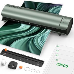 Laminator Machine 13 Inch Cold Thermal laminate machine for A3/A4/A5/A6, 60s Warm-up Lamination Machine 11x17 with 30 Laminating Sheets, 9 in 1 Personal Laminating machine for Home Office School