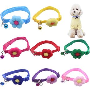Wepetyo 8 Pcs Dog Collar for Girl,Dog Flowers Collar Dog Collar with Detachable Flower Decoration Adjustable Collars for Small Medium Large Dog Cat(Random Color)