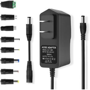 9V 1A DC Power Supply Adapter 1000mA 9V Power Adapter Cord Universal AC Adapter Compatible with 850mA 800mA 700mA 600mA 500mA, 8 Tips & 5.5mm x 2.1mm Reverse Polarity Converter Cable