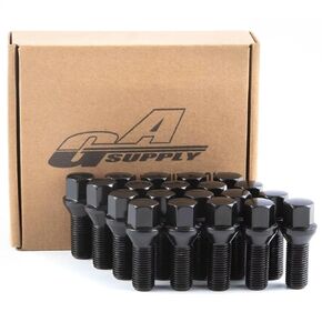 GAsupply 28mm Shank 14x1.5 Lug Bolts R13 Ball Seat Compatible with Audi TT A3 A4 S4 A5 S5 A6 S6 A7 A8 B5 B6 B7 B8 Volkswagen Jetta Golf GTI Passat CC Beetle, 20pcs 48mm Tall Black Lug Studs,17mm Hex
