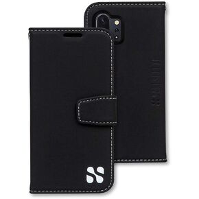 SafeSleeve EMF Protection Anti Radiation Samsung Galaxy Case: Galaxy Note 10 Plus RFID Card Holder Blocking Wallet, Adjustable Stand Cell Phone Case, Vegan Leather for Women & Men (Black)