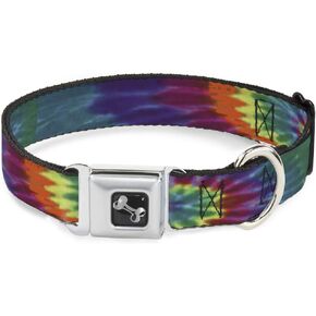 Dog Collar Seatbelt Buckle Buckle-Down Tie Dye 18 to 32 Inches 1.5 Inch Wide, Multi Color (DC-W30235-WL)