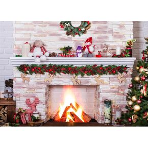 7x5ft Christmas Photo Backdrop Christmas Fireplace Backdrop Christmas Tree Backdrop Christmas Party Backdrop Christmas Interior Decoration Banner F98