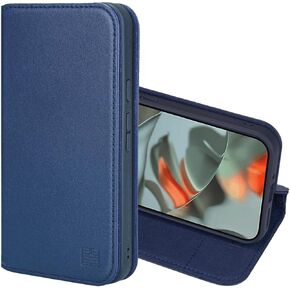 Classic Series 2.0 - Real Leather Book Wallet Flip Case Cover for Google Pixel 9 Pro XL, with RFID Blocking Card Slot, Magnetic Closure and Built in Stand - Black