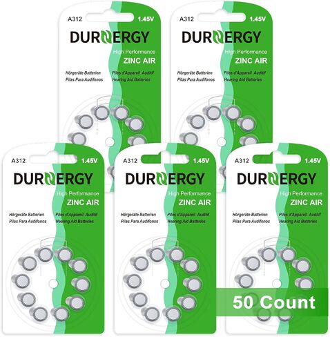 Size 312 Hearing Aid Batteries 50 Count, 1.45 Volt Zinc-Air Batteries, PR41, P312, ZA312 Mercury Free Batteries in Saudi Arabia