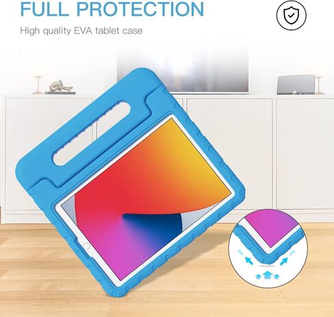 Kids Case for New iPad 9th Generation Case, iPad 10.2 Case 2021/2020/2019, iPad 8th/7th Generation Case, Shockproof Handle Stand Kids Case for 10.5 Inch iPad Air 3rd Gen/iPad Pro 2017, Blue in Saudi Arabia