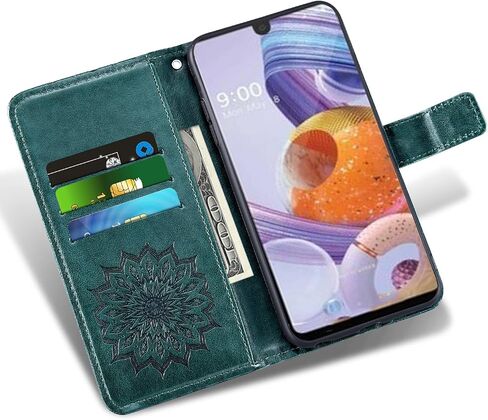 Phone Case for LG Stylo 6/Stylo6 Plus/K71 Stylus Wallet with Tempered Glass Screen Protector Leather Slim Flip Cover Card Holder Stand Cell Accessories LGStylo6 6+ 6plus Six 2020 Women Men Dark Green in Saudi Arabia