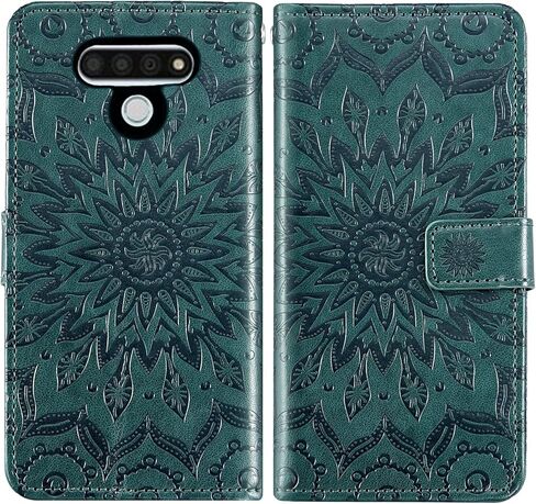 Phone Case for LG Stylo 6/Stylo6 Plus/K71 Stylus Wallet with Tempered Glass Screen Protector Leather Slim Flip Cover Card Holder Stand Cell Accessories LGStylo6 6+ 6plus Six 2020 Women Men Dark Green in Saudi Arabia