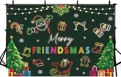 MEHOFOND Merry Friendsmas خلفية الشتاء ندفة الثلج مضحك عيد ميلاد سعيد راية الزينة الأحمر والأخضر عيد الميلاد أصدقاء عيد الميلاد عطلة زينة الحفلات لوازم الصورة كشك الدعائم 7x5ft in Saudi Arabia