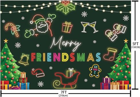 MEHOFOND Merry Friendsmas خلفية الشتاء ندفة الثلج مضحك عيد ميلاد سعيد راية الزينة الأحمر والأخضر عيد الميلاد أصدقاء عيد الميلاد عطلة زينة الحفلات لوازم الصورة كشك الدعائم 7x5ft in Saudi Arabia