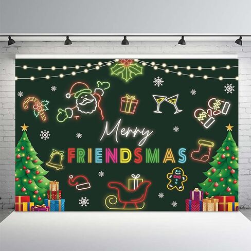 MEHOFOND Merry Friendsmas خلفية الشتاء ندفة الثلج مضحك عيد ميلاد سعيد راية الزينة الأحمر والأخضر عيد الميلاد أصدقاء عيد الميلاد عطلة زينة الحفلات لوازم الصورة كشك الدعائم 7x5ft in Saudi Arabia