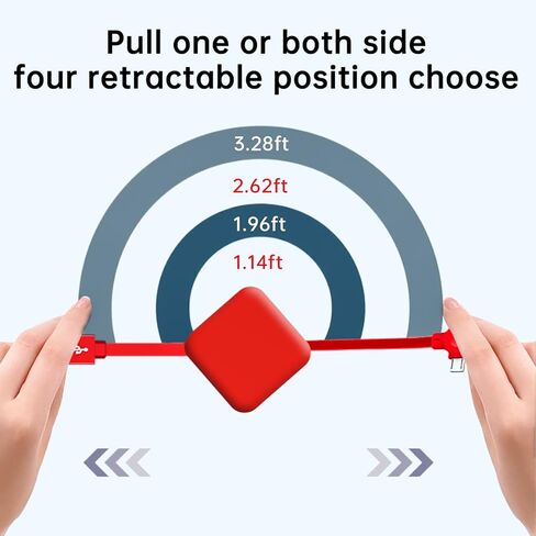 3 Pcs Single Pull 3 in 1 Charging Cable Roll, 3.28FT Retractable, Fast Data Transmission, Phone Holder, for IP/Type C/Micro USB Compatible Phone Android Tablet (Blue+Green+Red) in Kuwait