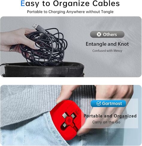 3 Pcs Single Pull 3 in 1 Charging Cable Roll, 3.28FT Retractable, Fast Data Transmission, Phone Holder, for IP/Type C/Micro USB Compatible Phone Android Tablet (Blue+Green+Red) in Kuwait