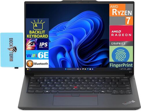 Lenovo Thinkpad E14 G6 Business Laptop 14.0" IPS WUXGA Display (AMD Ryzen 7 7735U, 64GB DDR5, 2TB PCIe SSD, Backlit KB, Fingerprint, 2 Thunderbolt 4, WiFi 6E, Win 11 Pro) w/DKZ USB Port Expander in Saudi Arabia