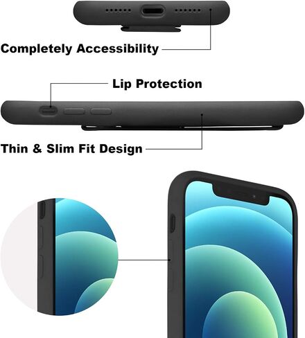LAUDTEC Silicone Kickstand Case Compatible with iPhone 11 case Vertical and Horizontal Stand Hand Strap Metal Kickstand, Flexible Soft Liquid Silicone Stand Case for iPhone 11(Black) in Kuwait