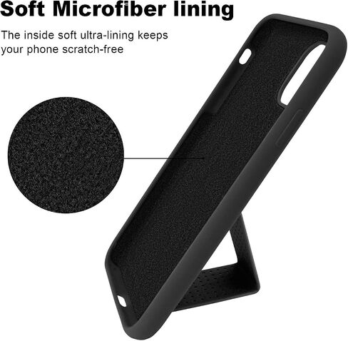 LAUDTEC Silicone Kickstand Case Compatible with iPhone 11 case Vertical and Horizontal Stand Hand Strap Metal Kickstand, Flexible Soft Liquid Silicone Stand Case for iPhone 11(Black) in Kuwait