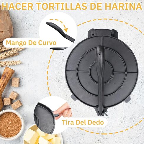 Prensa Para Tortillas De Harina 8 Inch Tortilleras Mexicanas Para Hacer Corn Tortilla, Flour Roti, Chapati, Taco and Quesadilla Press Maker Aluminum Alloy Maquina | with Tortilla Warmer Pouch in Saudi Arabia