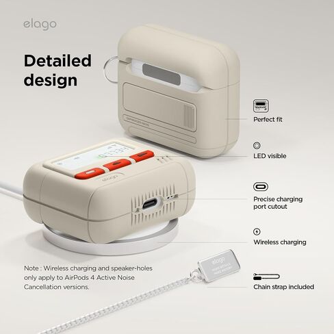 elago Pager Case Compatible with AirPods 4 Case Cover, Compatible with AirPods 4th Generation Case, Lanyard Included, Shock Resistant, Full Protection, for Men, for Women [Black] in Saudi Arabia