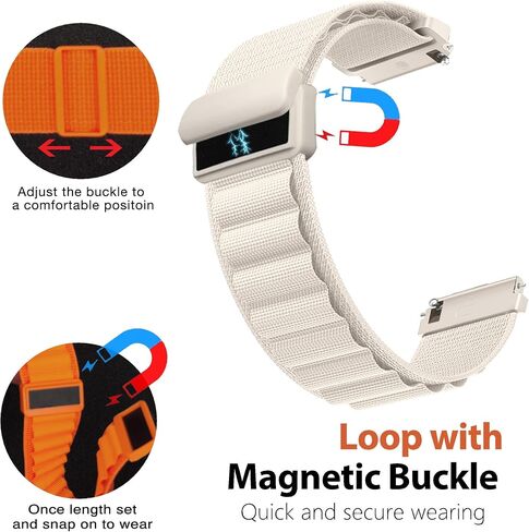 أحزمة ساعة Abanen Loop من النايلون لـ Garmin Vivoactive 5، 20 ملم حزام معصم رياضي ناعم خفيف الوزن من النايلون مع إغلاق مغناطيسي قابل للتعديل لـ Garmin Venu Sq/Venu 2 Plus in Kuwait