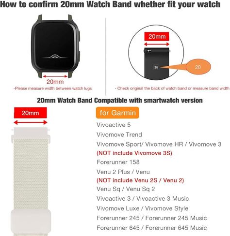 أحزمة ساعة Abanen Loop من النايلون لـ Garmin Vivoactive 5، 20 ملم حزام معصم رياضي ناعم خفيف الوزن من النايلون مع إغلاق مغناطيسي قابل للتعديل لـ Garmin Venu Sq/Venu 2 Plus in Kuwait