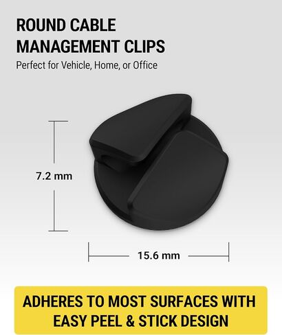Scosche CMAA2R-6PKRP 6 Pack Adhesive Cable Management Clip Kit in Two Styles, Cord Organizer, Wire Holder for Desk, Nightstand, Phone Charger, Computer, Home, Office, Car, Black in Kuwait