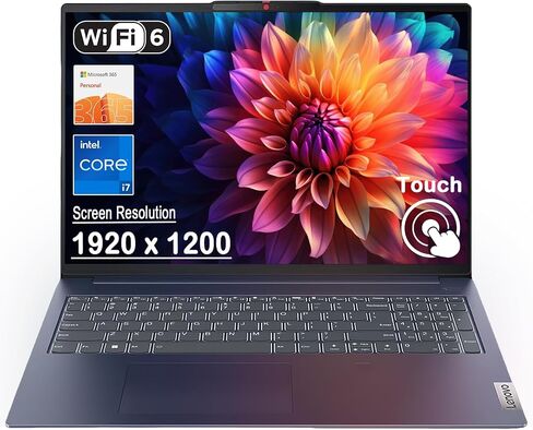 Lenovo IdeaPad 5i Slim 16" Touchscreen Laptop Intel Core i7 Processor 150U WUXGA 1920 x 1200 Display Wi-Fi 6, Fingerprint, 1080p Webcam, Windows 11 w/1Year Office 365 (16GB RAM | 1TB PCIe SSD) in Saudi Arabia