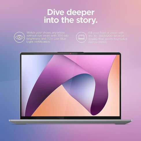 Lenovo IdeaPad 5i Slim 16" Touchscreen Laptop Intel Core i7 Processor 150U WUXGA 1920 x 1200 Display Wi-Fi 6, Fingerprint, 1080p Webcam, Windows 11 w/1Year Office 365 (16GB RAM | 1TB PCIe SSD) in Saudi Arabia