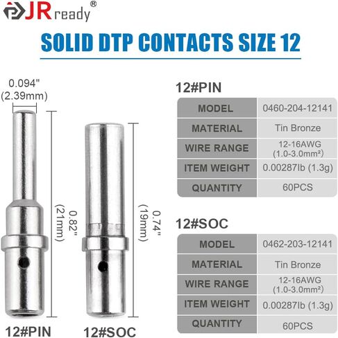 JRready ST6332-DT1 Deutsch DTM Connector Kit, 2 3 4 6 8 12 Pin Gray Connector, New-DT1 Deutsch Crimper, Size 20 Solid Contact 16-22AWG, Removal Tool, Seal plug, Automotive Electrical Connectors in Kuwait