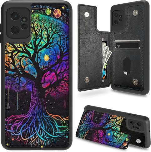 for Moto G Power 5G 2023 Case Wallet Case with Card Holder Dual Layer Hybrid PU Leather Kickstand Magnetic Buckles Phone Case for Motorola Moto G Power 2023 6.5 inch - Blue Purple Galaxy in Saudi Arabia