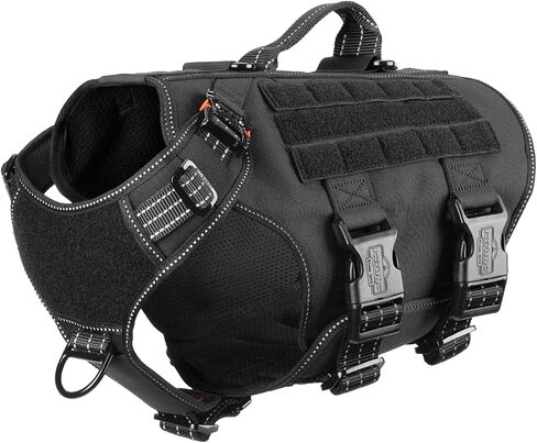ICEFANG Reflective GN3 Tactical Dog Harness with 6X Buckles,for Large Sized Dogs,Dog Molle k9 Vest,Adjustable Pet Harness,No-Pulling Front Leash Clip (L (28"-35" Chest), Brown) in Saudi Arabia