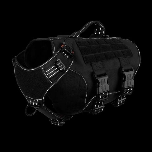 ICEFANG Reflective GN3 Tactical Dog Harness with 6X Buckles,for Large Sized Dogs,Dog Molle k9 Vest,Adjustable Pet Harness,No-Pulling Front Leash Clip (L (28"-35" Chest), Brown) in Saudi Arabia