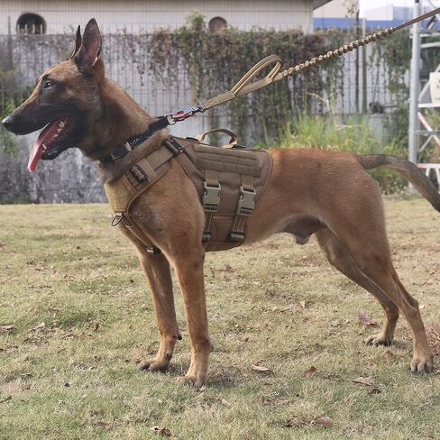 ICEFANG Reflective GN3 Tactical Dog Harness with 6X Buckles,for Large Sized Dogs,Dog Molle k9 Vest,Adjustable Pet Harness,No-Pulling Front Leash Clip (L (28"-35" Chest), Brown) in Saudi Arabia