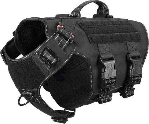 ICEFANG Reflective GN3 Tactical Dog Harness with 6X Buckles,for Large Sized Dogs,Dog Molle k9 Vest,Adjustable Pet Harness,No-Pulling Front Leash Clip (L (28"-35" Chest), Brown) in Saudi Arabia