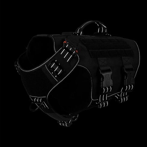 ICEFANG Reflective GN3 Tactical Dog Harness with 6X Buckles,for Large Sized Dogs,Dog Molle k9 Vest,Adjustable Pet Harness,No-Pulling Front Leash Clip (L (28"-35" Chest), Brown) in Saudi Arabia