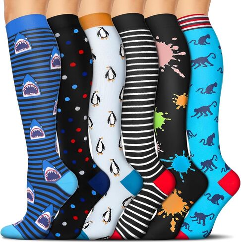 SunFeeling 6 Pairs Compression Socks for Women & Men Circulation, 20-30mmHg is Best Support for Running,Athletic,Sports in Saudi Arabia