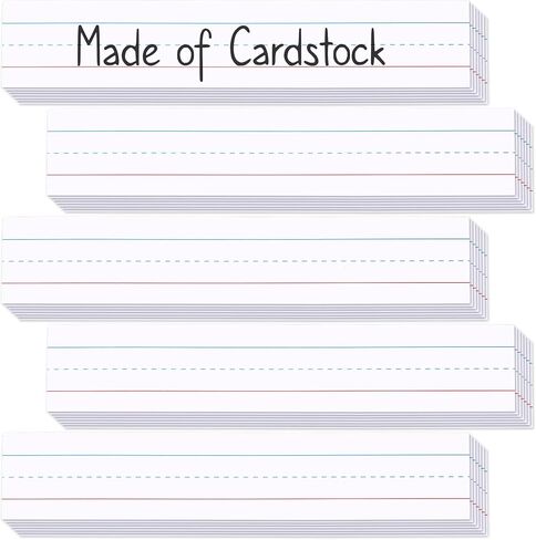 Chell White Sentence Strips Cardstock 3" x 24", Thick Ruled Word Writing Paper for Teacher Supplies, Classroom and Home, Pack of 100 in Saudi Arabia