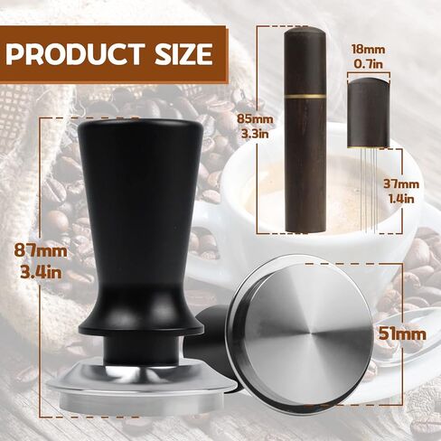 Espresso Tamper 51mm & Espresso Stirrer, Coffee Tamper for Espresso Machine, Espresso Distribution Tool, Espresso Stamp Press, Calibrated Spring Loaded Hand Tamper Stainless Steel Base (51mm) in Saudi Arabia