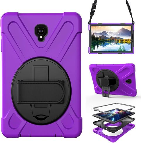 Case for Samsung Galaxy Tab S4 10.5 2018 (SM-T830/T835/T837),Portable Heavy Duty Dropproof Protective Cover Case with 360 Rotating Stand,Handle & Shoulder Strap,Stylus Pen (New Purple) in Saudi Arabia