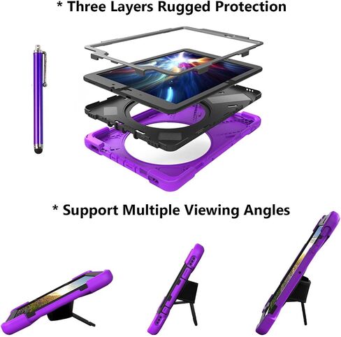 Case for Samsung Galaxy Tab S4 10.5 2018 (SM-T830/T835/T837),Portable Heavy Duty Dropproof Protective Cover Case with 360 Rotating Stand,Handle & Shoulder Strap,Stylus Pen (New Purple) in Saudi Arabia