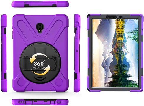 Case for Samsung Galaxy Tab S4 10.5 2018 (SM-T830/T835/T837),Portable Heavy Duty Dropproof Protective Cover Case with 360 Rotating Stand,Handle & Shoulder Strap,Stylus Pen (New Purple) in Saudi Arabia