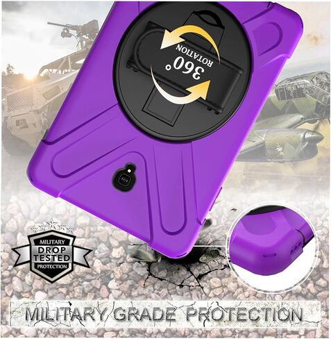 Case for Samsung Galaxy Tab S4 10.5 2018 (SM-T830/T835/T837),Portable Heavy Duty Dropproof Protective Cover Case with 360 Rotating Stand,Handle & Shoulder Strap,Stylus Pen (New Purple) in Saudi Arabia