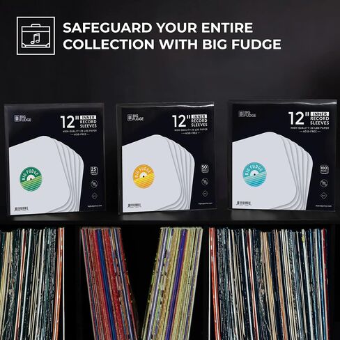 Big Fudge Premium Master Vinyl Sleeves - Anti Static and Dust Archival Record Inner Cover - Protective Plastic and Rice Paper LP Album Sleeve Covers for 12-Inch Records - Pack of 25 in Saudi Arabia