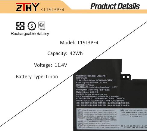 استبدال بطارية الكمبيوتر المحمول ZTHY L19C3PF6 L19L3PF4 لجهاز Lenovo IdeaPad 3-17ADA05 3-17ARE05 3-17IIL05 3-17IML05 V17-IIL Series L19L4PF2 L19D4PF2 5B10W89838 SB10W89845 5B10W89839 11.4 فولت 42 واط ساعي 3735 مللي أمبير in Saudi Arabia