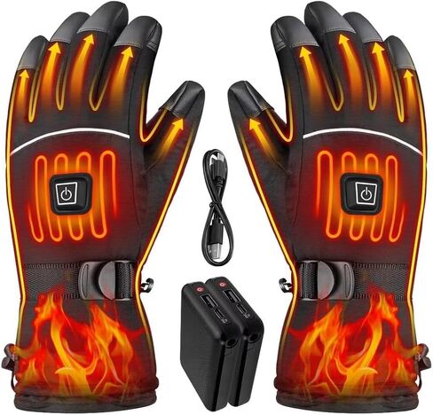 Heated Gloves for Men Heated Gloves Rechargeable Electric Heated Gloves 3 Heating Levels, Waterproof, Touchscreen - For Men, Women, Hunting, Fishing, Skiing in Kuwait